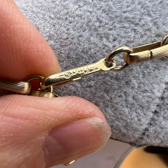 CORO TEXTURED FEATHER LEAF GOLD TONE MCM PANELED LINK NECKLACE BRACELET SET - Picture 9 of 11